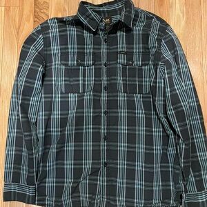 Black and Blue Plaid Button-Up Shirt